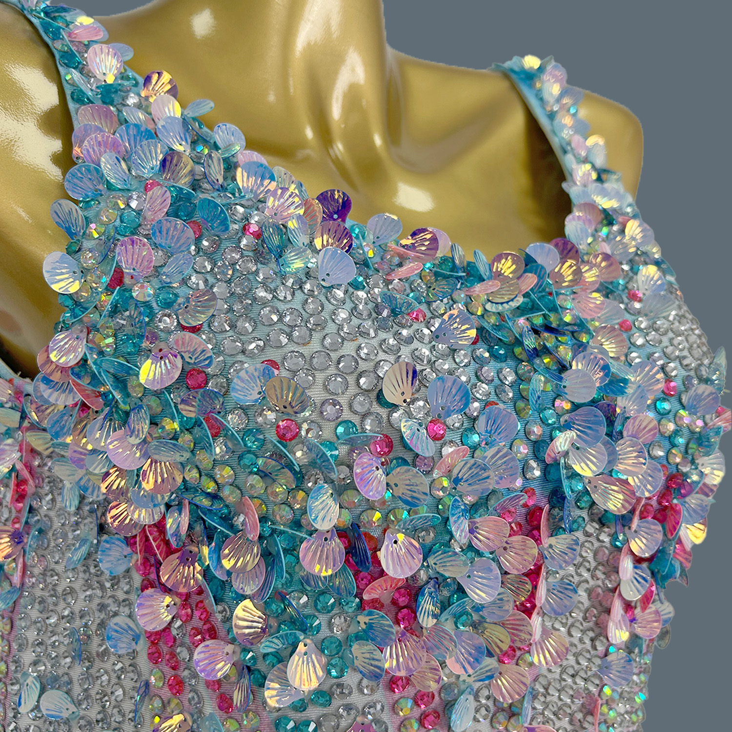 Rhinestone Banding Trim - Women Sexy Stage Rhinestones Sequins Leotard