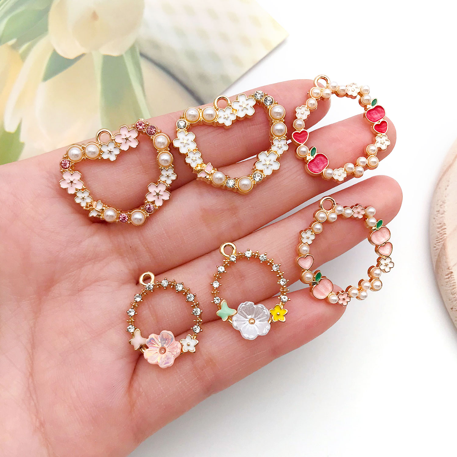 Embellishment Crafts - 6/12pcs Enamel Openwork Charm Set –
