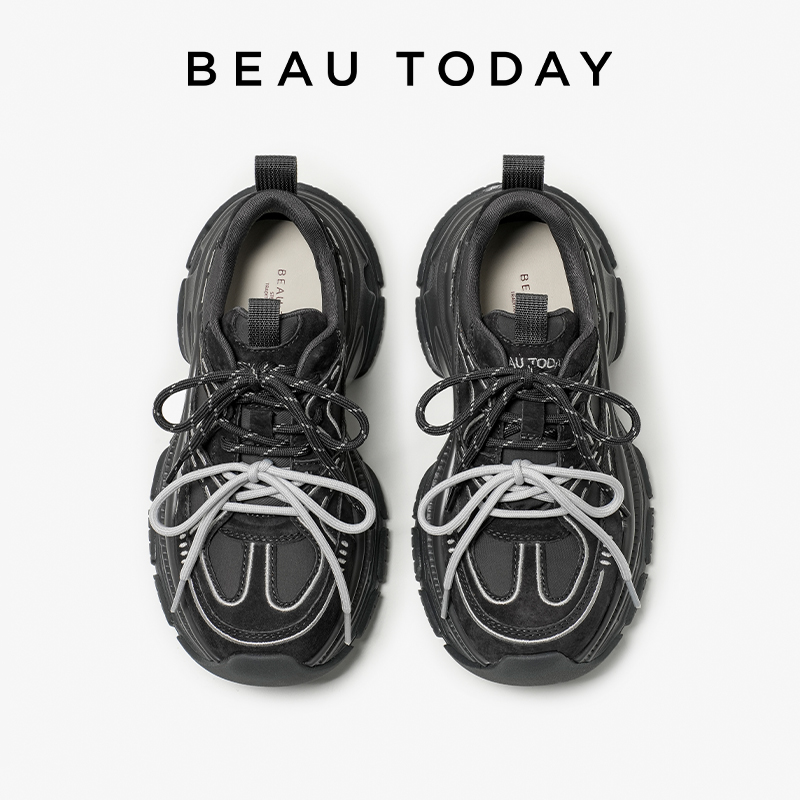 Guipure Lace Panel - BBEAUTODAY Chunky Sneakers Women Suede Leather
