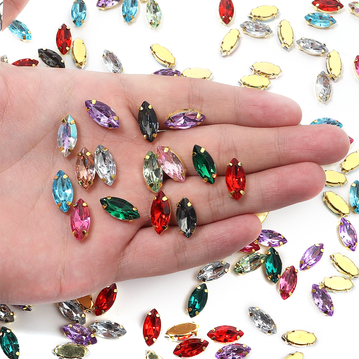 50pcs Horse Eye Shape Stainles - đánh giá và giá Sew On Rhinestone