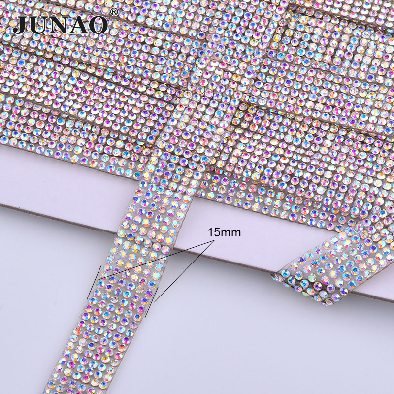 JUNAO 5Yard Crystal AB Rhinest - đánh giá và giá Crystal Mesh Fabric