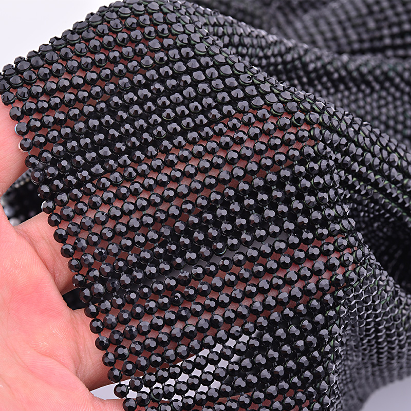 JUNAO 45*120cm Black Gold Crys - đánh giá và giá Crystal Mesh Fabric