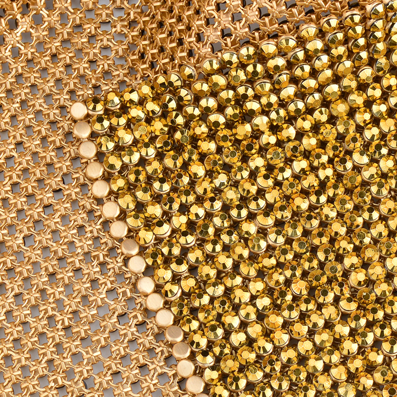 JUNAO 45*120cm Black Gold Crys - đánh giá và giá Crystal Mesh Fabric