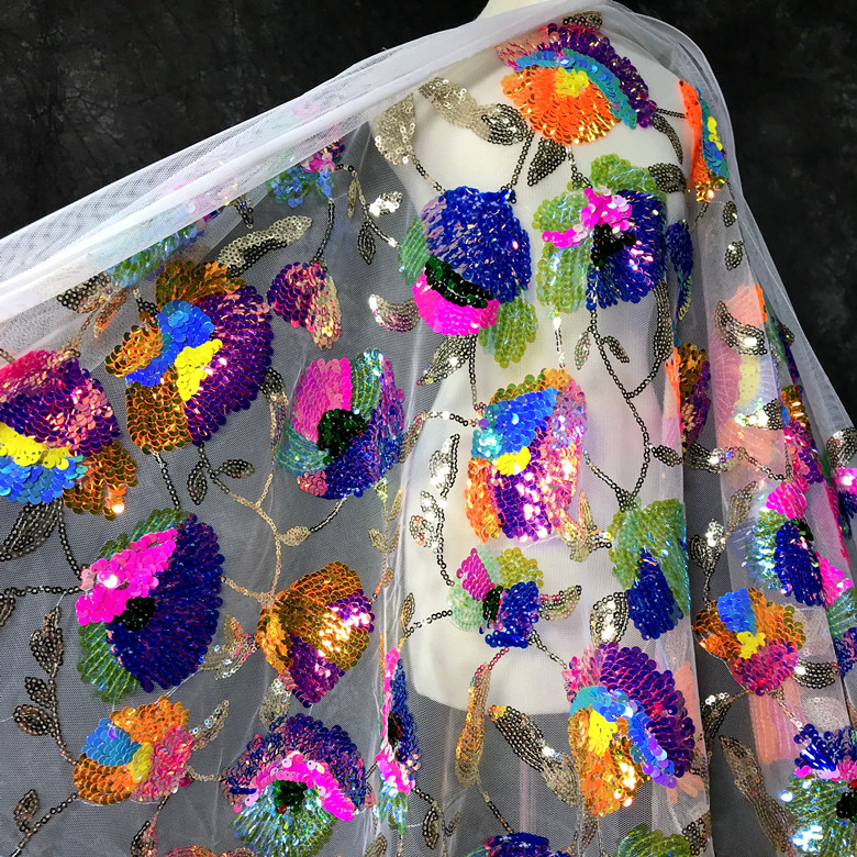 Colorful Crystal Sequins Flowe - đánh giá và giá Crystal Mesh Fabric
