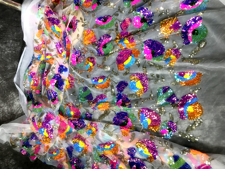 Colorful Crystal Sequins Flowe - đánh giá và giá Crystal Mesh Fabric