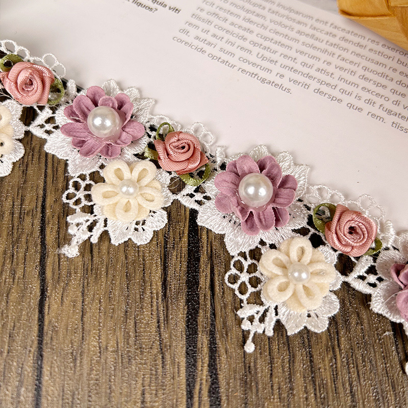 44/50cm 3D Flower Lace Trim Ap - đánh giá và giá Lace Ribbon Trim
