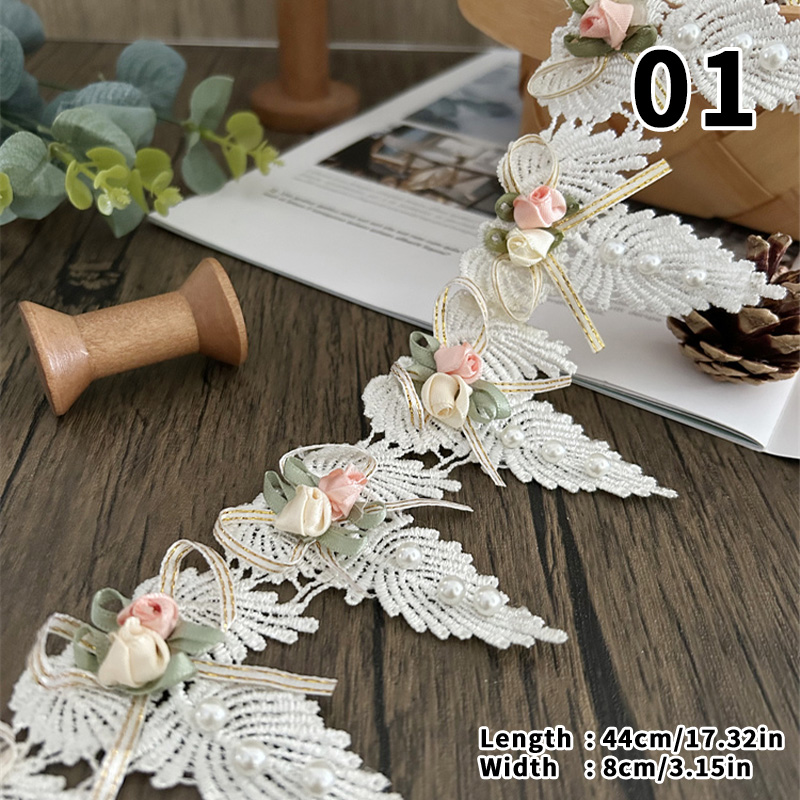 44/50cm 3D Flower Lace Trim Ap - đánh giá và giá Lace Ribbon Trim