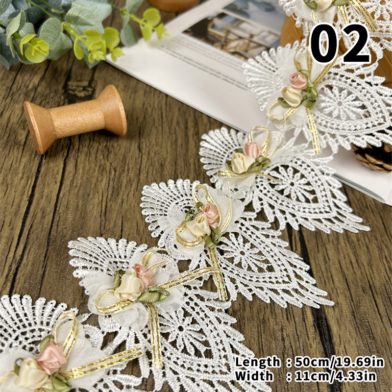 44/50cm 3D Flower Lace Trim Ap - đánh giá và giá Lace Ribbon Trim