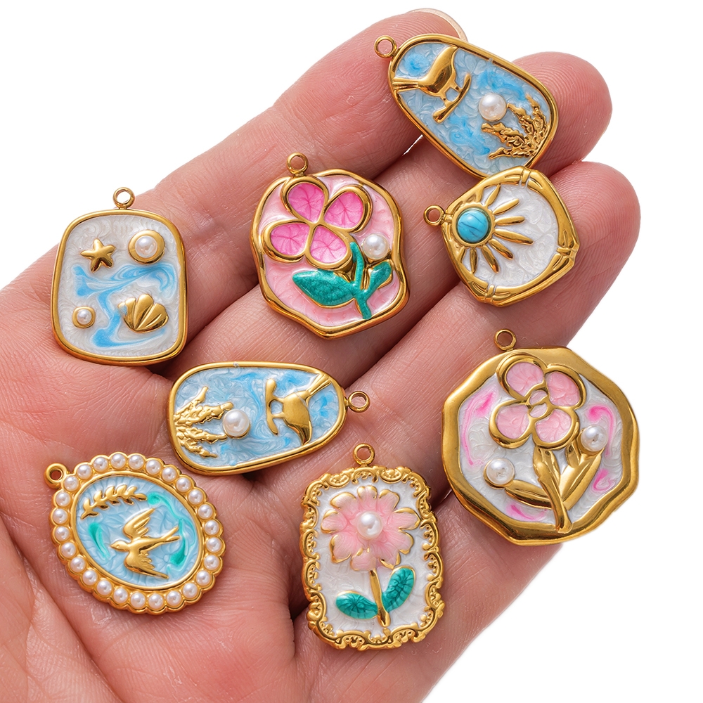 2pcs Gold Stainless Steel Enam - đánh giá và giá Embellishment Crafts
