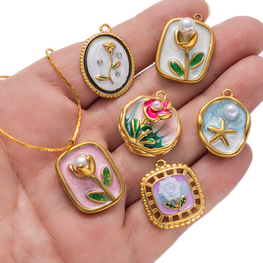 2pcs Gold Stainless Steel Enam - đánh giá và giá Embellishment Crafts