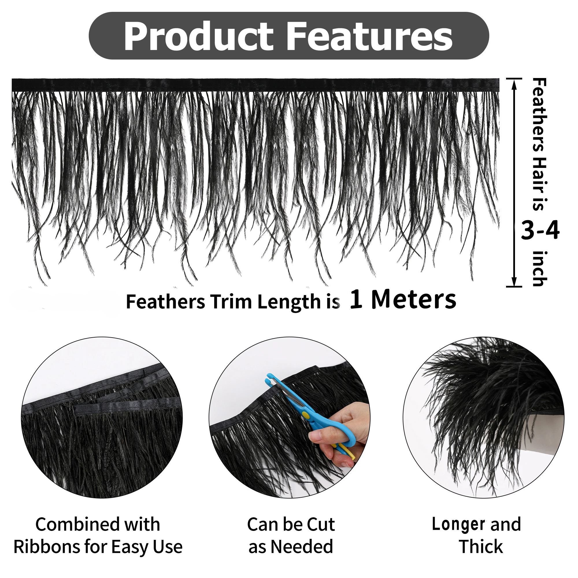 100CM Natural ostrich Feather  - đánh giá và giá Feather Trim Marabou
