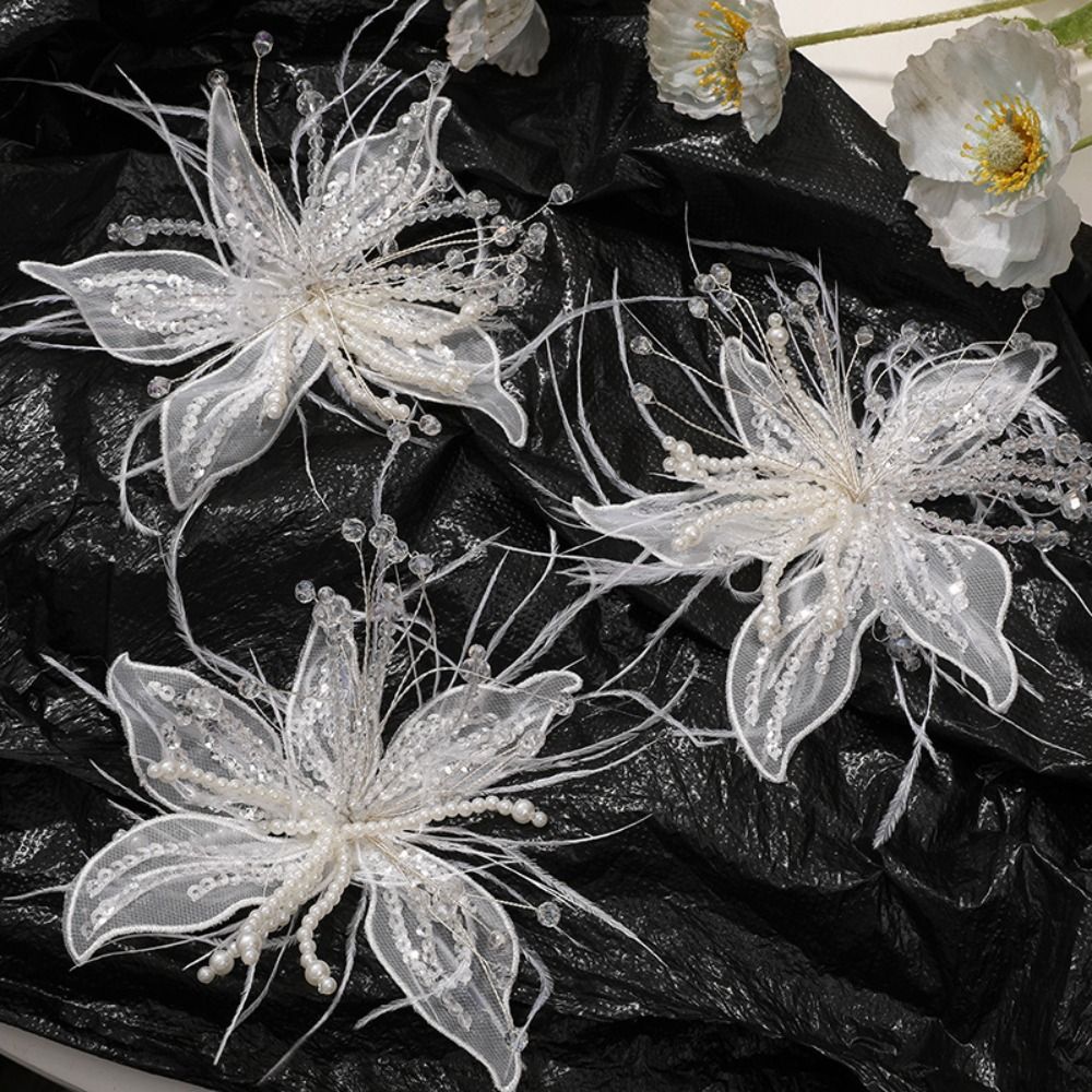 Feather Pearl 3D Organza Flowe - đánh giá và giá Applique Patch Flower