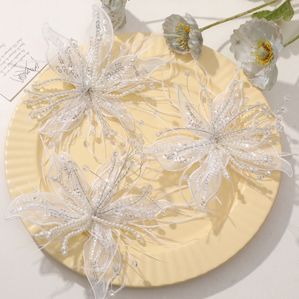Feather Pearl 3D Organza Flowe - đánh giá và giá Applique Patch Flower