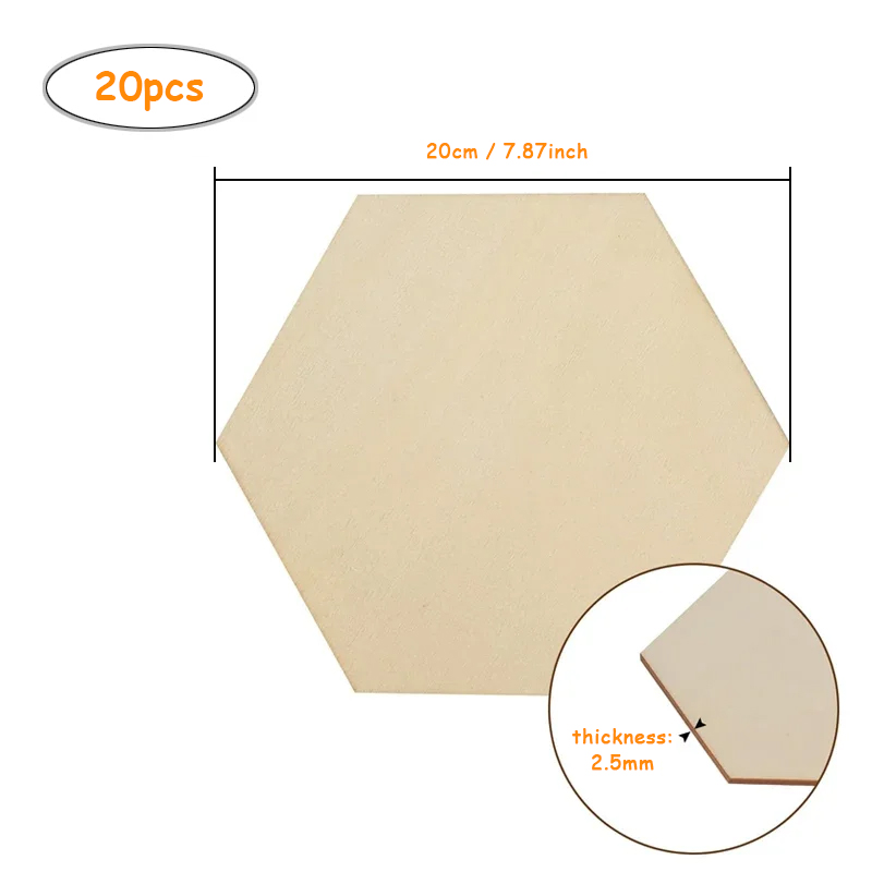 20pcs 20cm Hexagon Unfinished  - đánh giá và giá Craft Embellishments