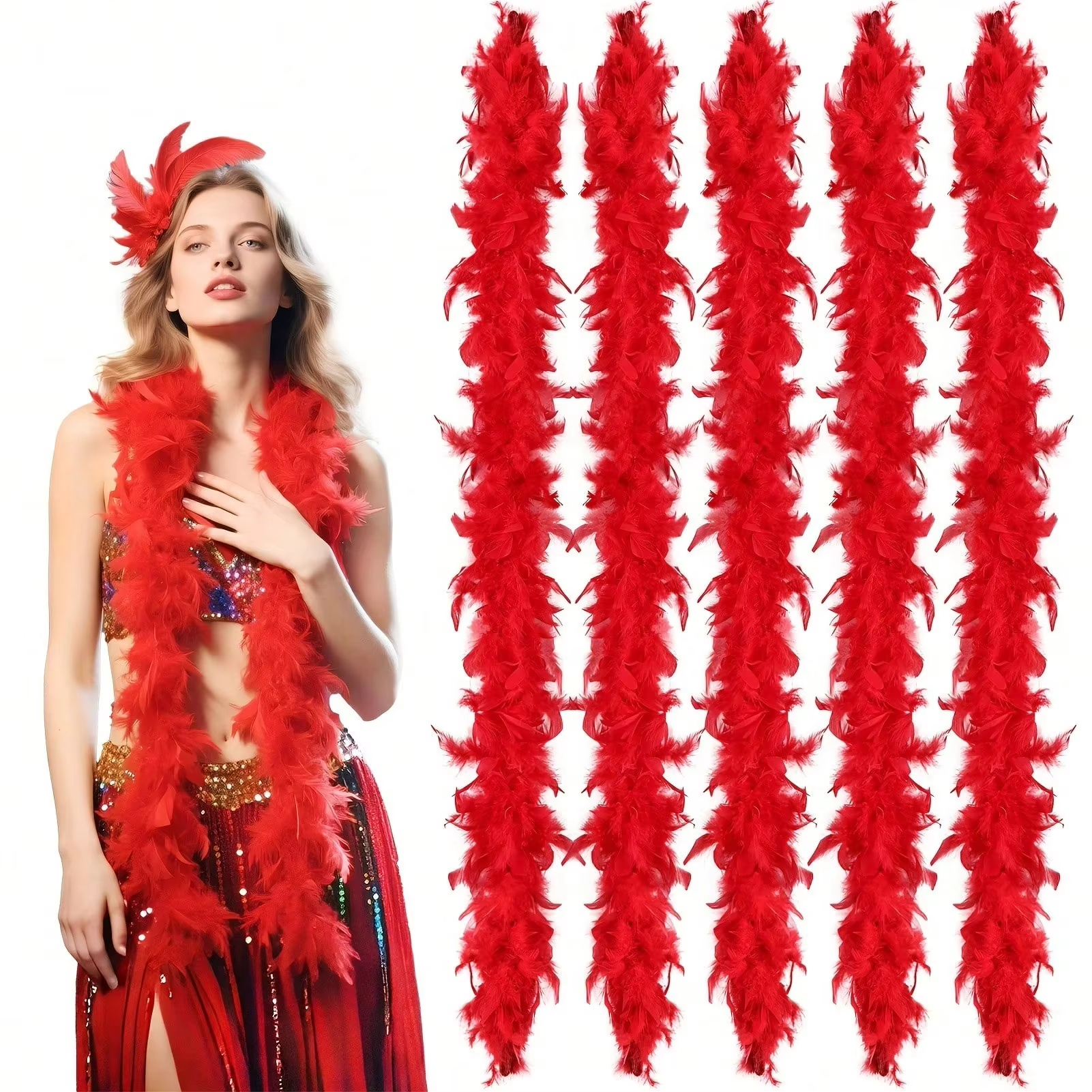 Red Marabou Feather Boa Trim F - đánh giá và giá Feather Trim Marabou