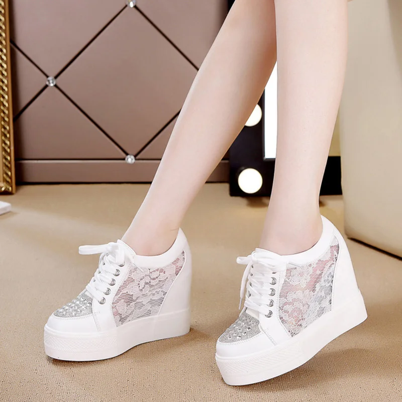 Fashion Sneakers Women Platfor - đánh giá và giá Crystal Mesh Fabric