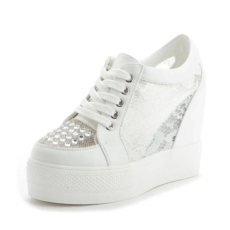 Fashion Sneakers Women Platfor - đánh giá và giá Crystal Mesh Fabric
