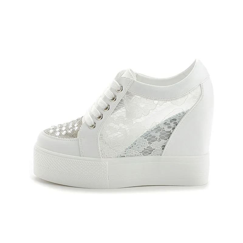Fashion Sneakers Women Platfor - đánh giá và giá Crystal Mesh Fabric