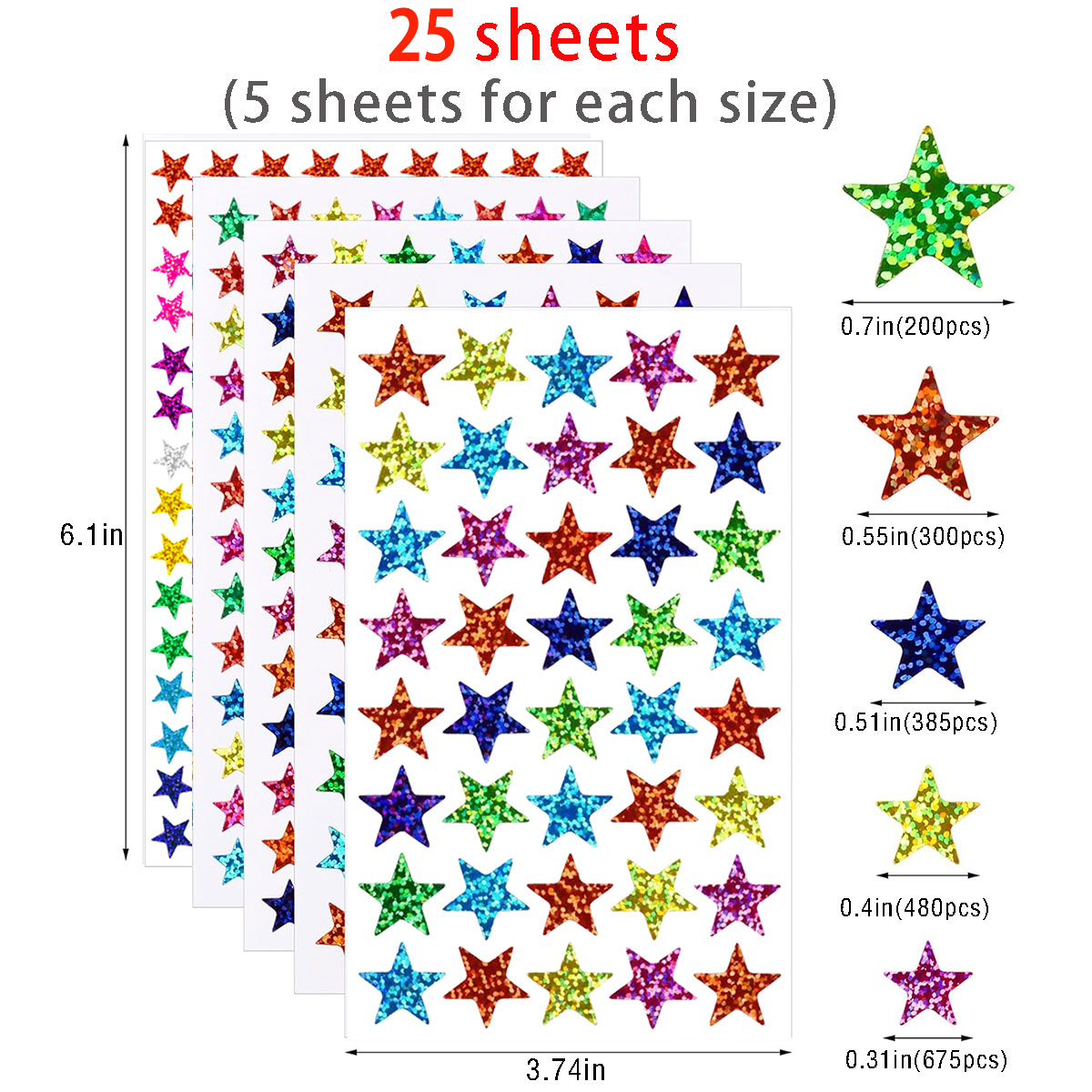 25 sheets Star Stickers 2040pc - đánh giá và giá Glitter Vinyl Roll