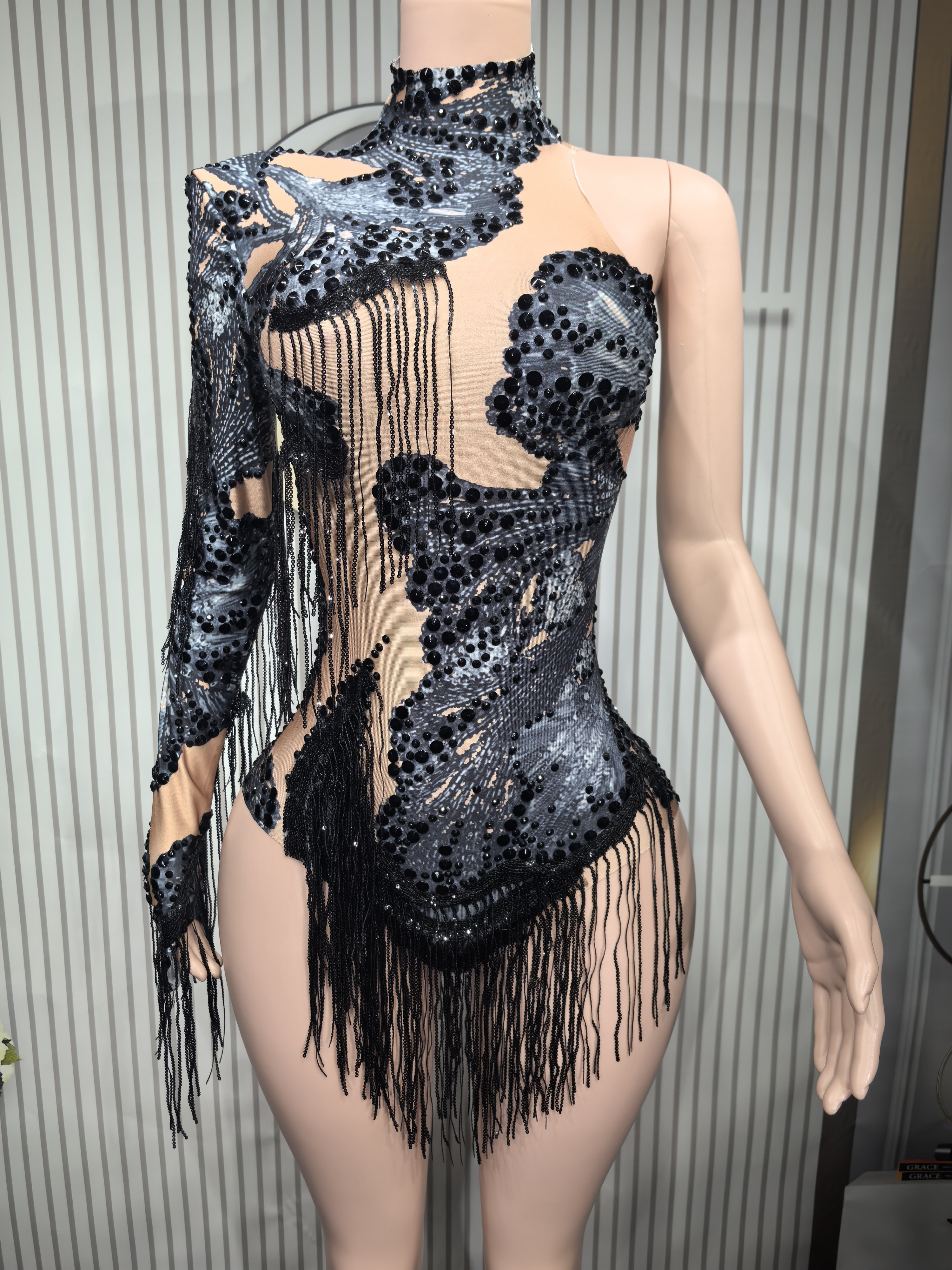 Sexy Skinny Leotard Singer Dan - đánh giá và giá Rhinestone Banding Trim