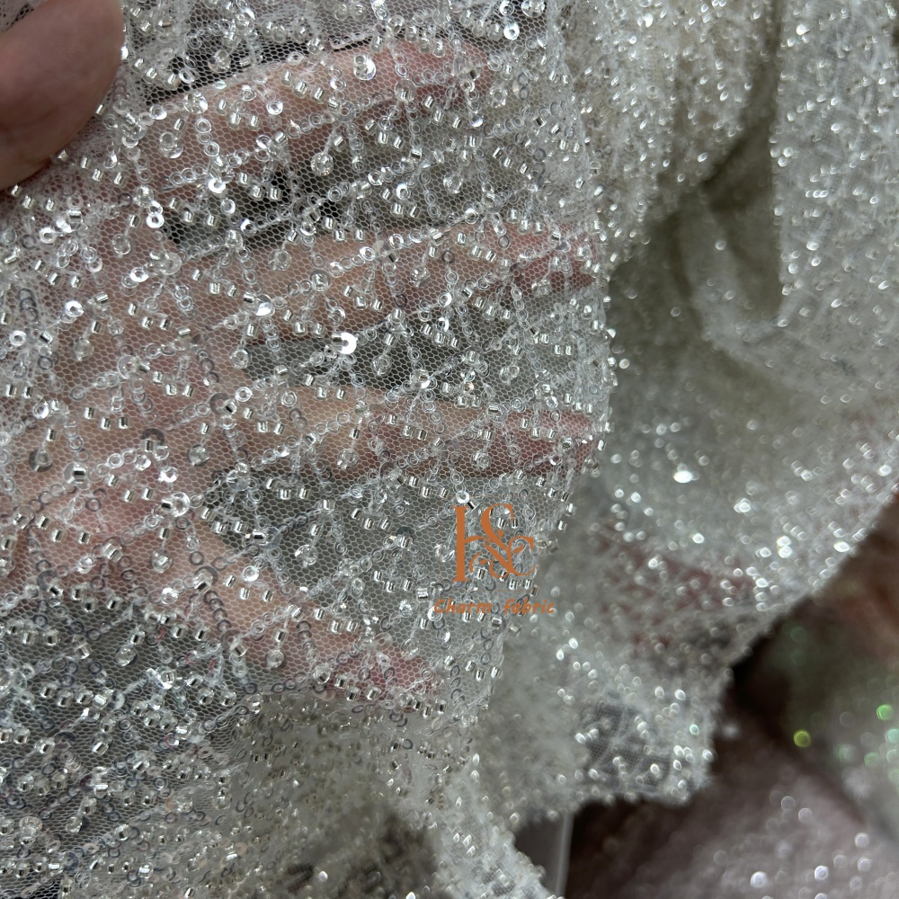 High-end lace embroidery beadi - đánh giá và giá Crystal Mesh Fabric