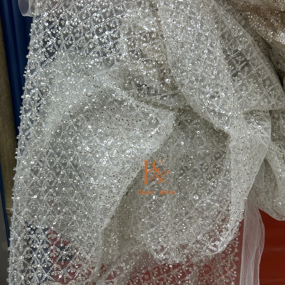 High-end lace embroidery beadi - đánh giá và giá Crystal Mesh Fabric