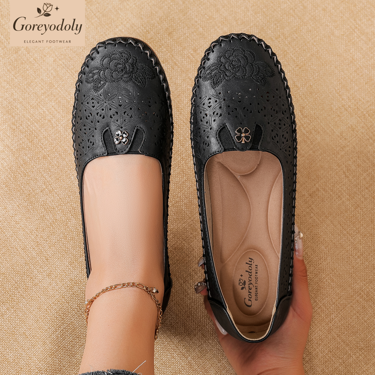 Goreyodoly women loafers flora - đánh giá và giá Embroidery Embellishments
