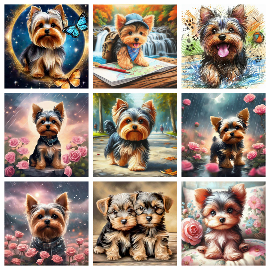 Yorkshire Terrier Dog 5D DIY D - đánh giá và giá Embroidery Embellishments