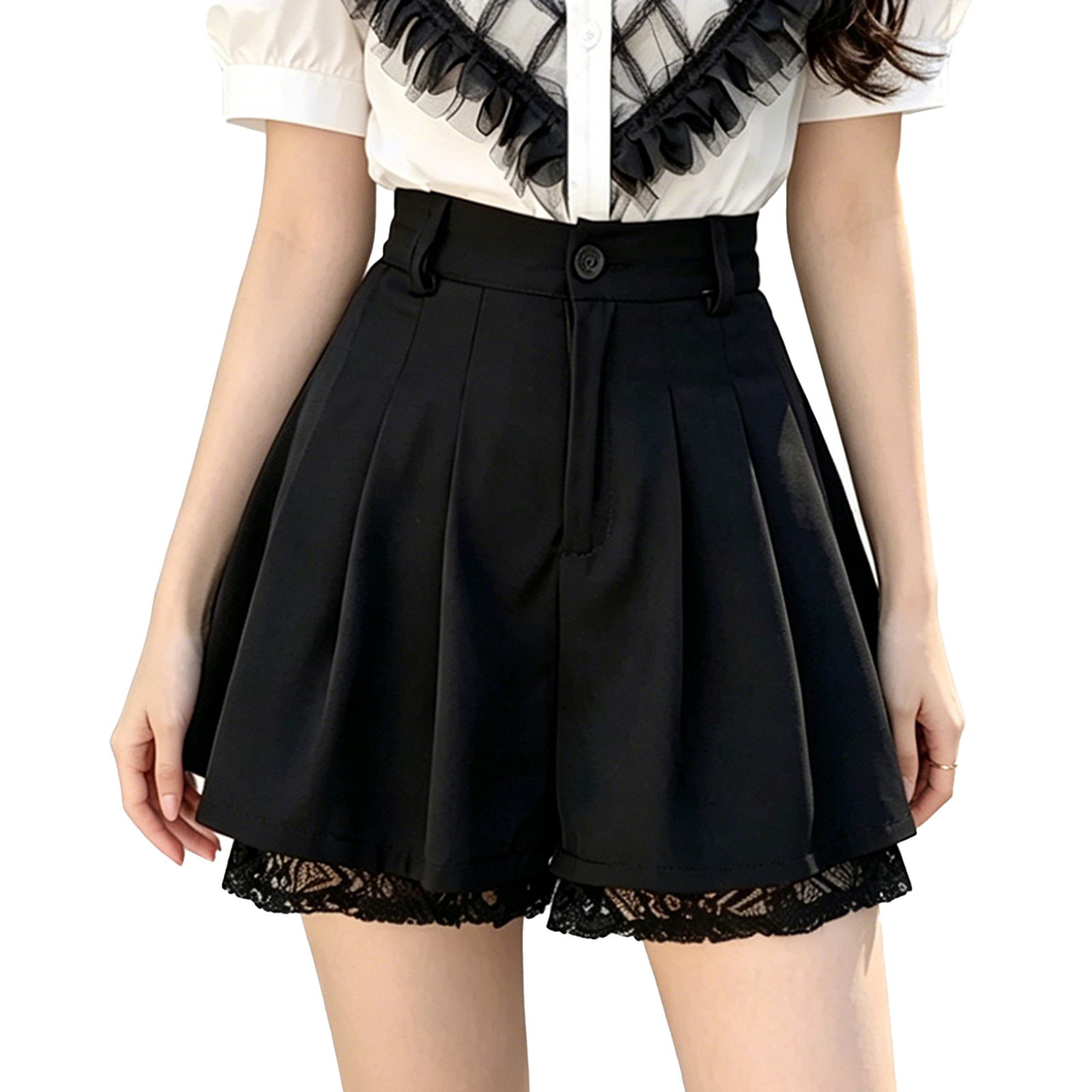 Women Casual High Waist Tailor - đánh giá và giá Elastic Lace Trim