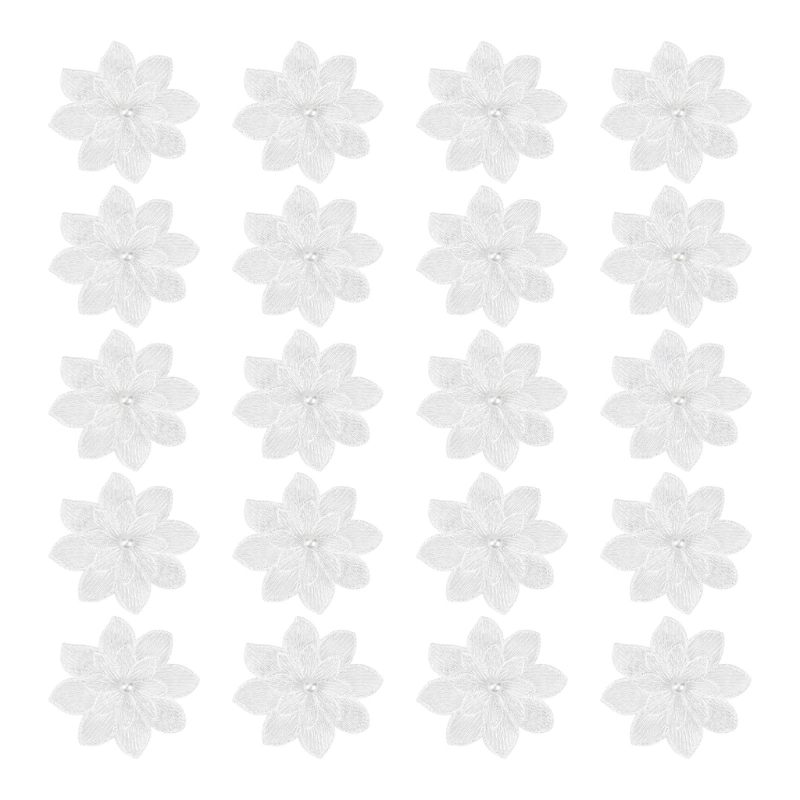 20Pack Decorative White Flower - đánh giá và giá Applique Patch Flower