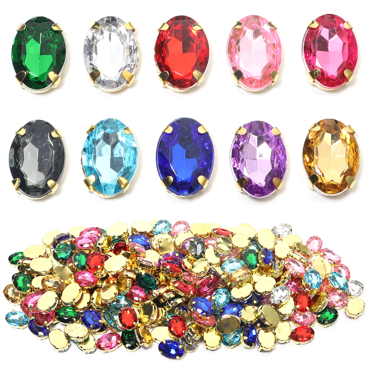 50pcs Gold Color Stainless Ste - đánh giá và giá Sew On Rhinestone