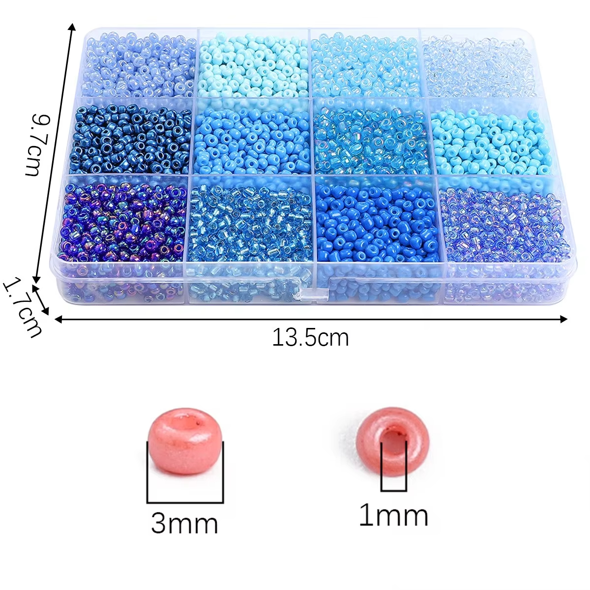 3600pcs 3mm Glass Seed Beads,  - đánh giá và giá Craft Embellishment Storage
