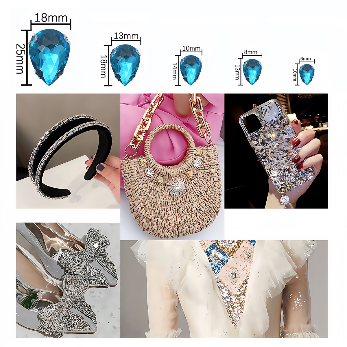 Water Drop Crystal Glass Rhine - đánh giá và giá Sew On Rhinestone