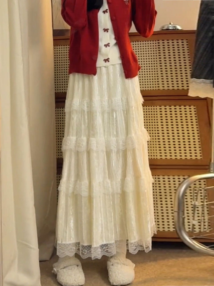 Elegant High Waist  Skirt in S - đánh giá và giá Elastic Lace Trim