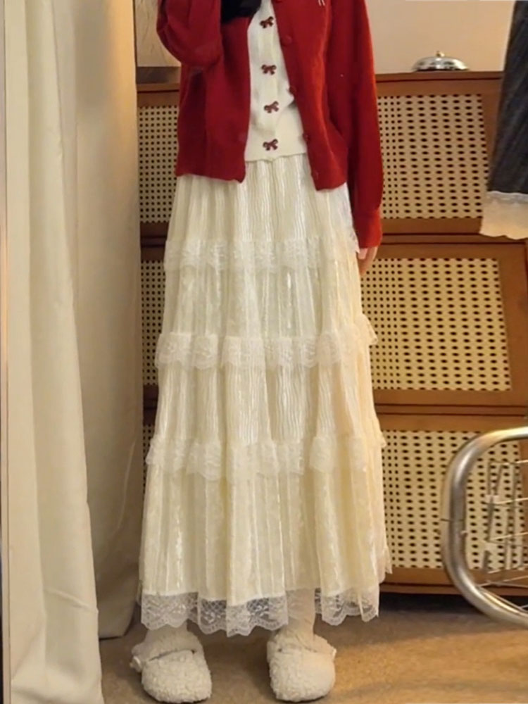 Elegant High Waist  Skirt in S - đánh giá và giá Elastic Lace Trim