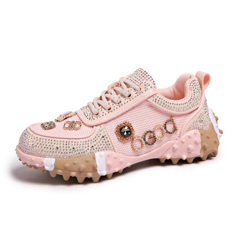 2026 Women Luxury Sneakers Rhi - đánh giá và giá Crystal Mesh Fabric