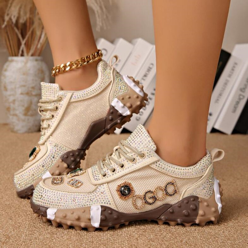 2026 Women Luxury Sneakers Rhi - đánh giá và giá Crystal Mesh Fabric
