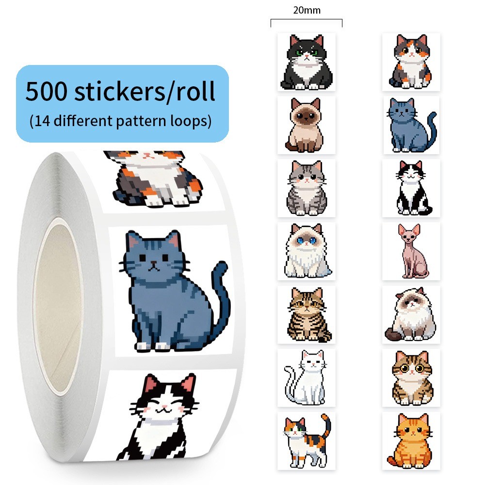 500 Pcs/Roll Cute Pixel Cat St - đánh giá và giá Craft Embellishment World
