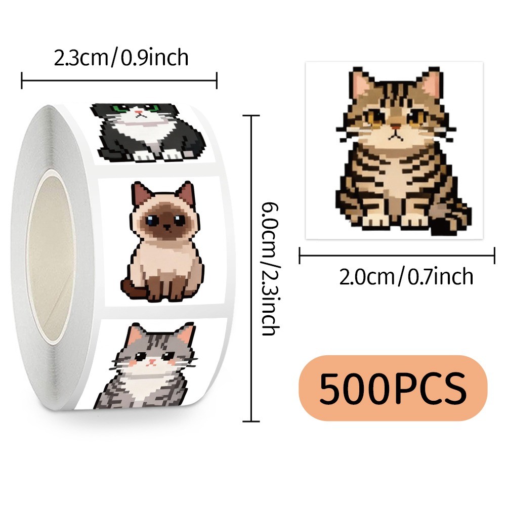 500 Pcs/Roll Cute Pixel Cat St - đánh giá và giá Craft Embellishment World