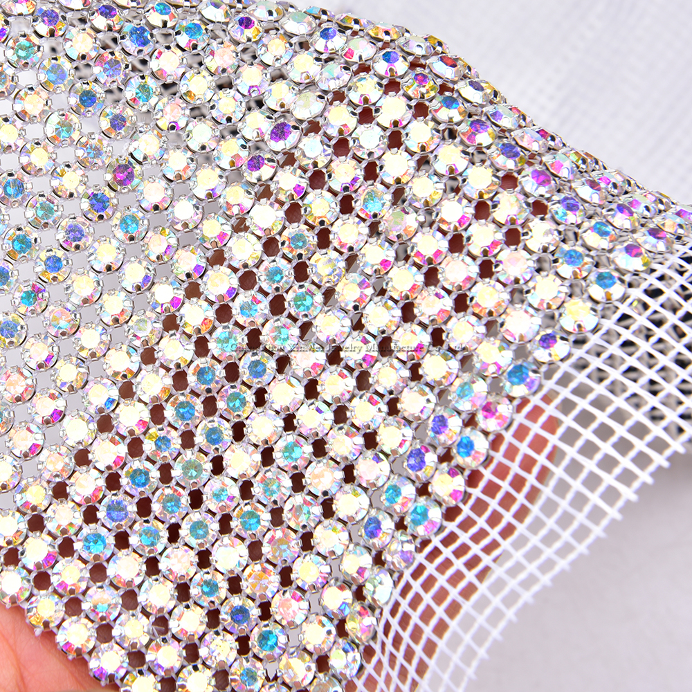 24 Rows Crystal AB Color Bling - đánh giá và giá Crystal Mesh Fabric