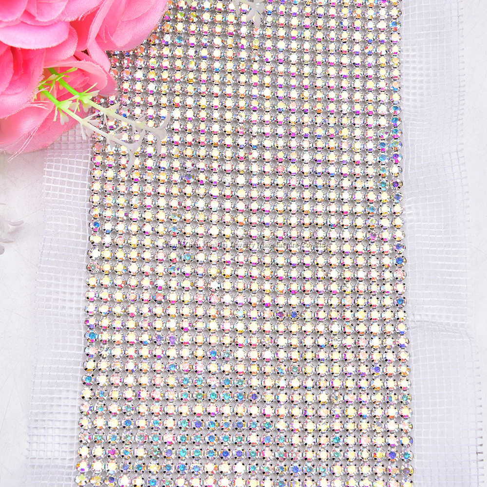 24 Rows Crystal AB Color Bling - đánh giá và giá Crystal Mesh Fabric